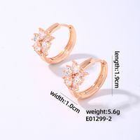 1 Pair Ig Style Lady Simple Style Round Water Droplets Flower Plating Inlay Copper Zircon Rose Gold Plated White Gold Plated Gold Plated Earrings sku image 2