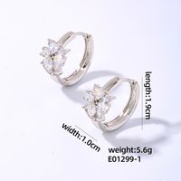 1 Pair Ig Style Lady Simple Style Round Water Droplets Flower Plating Inlay Copper Zircon Rose Gold Plated White Gold Plated Gold Plated Earrings sku image 1