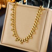 304 Stainless Steel 18K Gold Plated Retro Simple Style Plating Geometric Ball Necklace main image 1