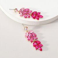 1 Pair Elegant Simple Style Geometric Leaves Inlay Alloy Glass Zircon Drop Earrings sku image 4