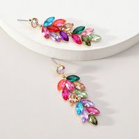 1 Pair Elegant Simple Style Geometric Leaves Inlay Alloy Glass Zircon Drop Earrings sku image 2