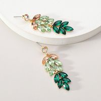 1 Pair Elegant Simple Style Geometric Leaves Inlay Alloy Glass Zircon Drop Earrings sku image 8
