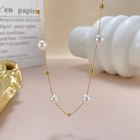 304 Stainless Steel Simple Style Pearl Artificial Pearls Necklace main image 6