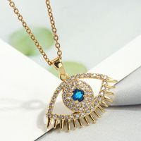 Simple Style Devil's Eye Heart Shape Skull Titanium Steel Plating Inlay Rhinestones Pendant Necklace sku image 20