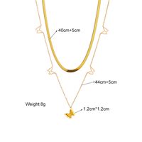 304 Stainless Steel 18K Gold Plated Retro Simple Style Plating Geometric Butterfly Double Layer Necklaces main image 4