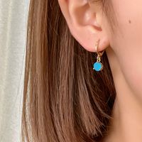 1 Pair Elegant Simple Style Shiny Geometric Round Water Droplets Plating Inlay Copper Zircon Drop Earrings main image 6