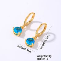1 Pair Elegant Simple Style Shiny Geometric Round Water Droplets Plating Inlay Copper Zircon Drop Earrings sku image 8