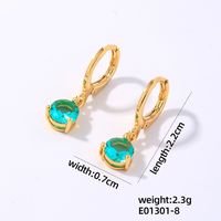 1 Par Elegante Estilo Simple Brillante Geométrico Ronda Gotitas De Agua Enchapado Embutido Cobre Circón Pendientes De Gota sku image 7