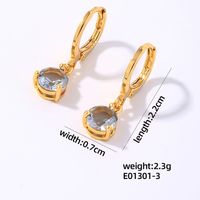 1 Paire Élégant Style Simple Brillant Géométrique Rond Les Gouttelettes D'Eau Placage Incruster Le Cuivre Zircon Boucles D'oreilles sku image 2