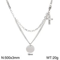 Stainless Steel 18K Gold Plated Hip-Hop Simple Style Plating Cross Pendant Necklace sku image 1