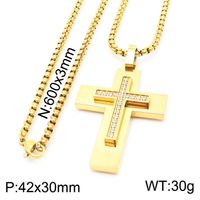 Stainless Steel 18K Gold Plated Hip-Hop Simple Style Plating Cross Pendant Necklace sku image 7