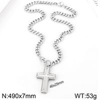 Stainless Steel 18K Gold Plated Hip-Hop Simple Style Plating Cross Pendant Necklace sku image 3