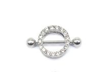 Streetwear Shiny Solid Color Stainless Steel Copper White Gold Plated Rhinestones Nipple Ring In Bulk sku image 1