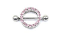 Streetwear Shiny Solid Color Stainless Steel Copper White Gold Plated Rhinestones Nipple Ring In Bulk sku image 2