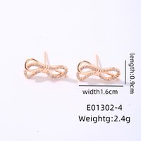 1 Pair Casual Simple Style Shiny Bow Knot Plating Inlay Copper Zircon K Gold Plated Ear Studs main image 4