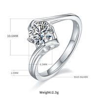 Elegant Romantic Shiny Geometric Sterling Silver Gra Inlay Moissanite White Gold Plated Rings sku image 1