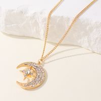 Élégant Vêtement De Rue Star Lune Alliage Placage Incruster Zircon Plaqué Or 14k Femmes Pendentif main image 3