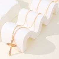 Simple Style Streetwear Cross Alloy Plating Inlay Zircon 14k Gold Plated Women's Pendant Necklace main image 3