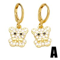 1 Pair Simple Style Bear Owl Plating Inlay Copper Zircon 18k Gold Plated Drop Earrings main image 3