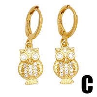 1 Pair Simple Style Bear Owl Plating Inlay Copper Zircon 18k Gold Plated Drop Earrings main image 2