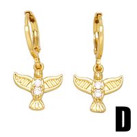 1 Pair Simple Style Bear Owl Plating Inlay Copper Zircon 18k Gold Plated Drop Earrings sku image 4