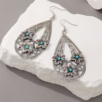 1 Pair Classical Romantic Water Droplets Floral Plating Inlay Alloy Ferroalloy Zircon Silver Plated Ear Hook main image 3