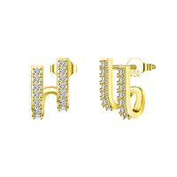 1 Pair Casual Sweet Simple Style U Shape Polishing Plating Inlay Sterling Silver Zircon 14k Gold Plated White Gold Plated Silver Plated Ear Studs main image 1