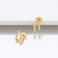 1 Pair Casual Sweet Simple Style U Shape Polishing Plating Inlay Sterling Silver Zircon 14k Gold Plated White Gold Plated Silver Plated Ear Studs main image 2