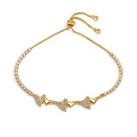 Ig Style Elegant Simple Style Heart Shape Copper Plating Inlay Zircon 18k Gold Plated Bracelets Necklace sku image 4