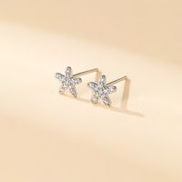 1 Pair Casual Simple Style Shiny Starfish Plating Inlay Copper Artificial Pearls Zircon 18k Gold Plated Ear Studs main image 3