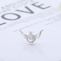 Fashion Simple Style Angel Wings Heart Shape Copper Plating Inlaid Zircon Zircon Pendant Necklace sku image 1