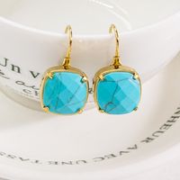 1 Pair Classical Simple Style Geometric Plating Inlay 304 Stainless Steel Natural Stone 14K Gold Plated Drop Earrings main image 4