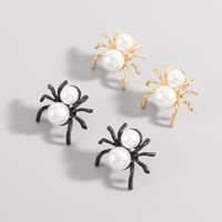 Wholesale Jewelry Exaggerated Funny Simple Style Spider Artificial Pearl Alloy Ear Studs main image 4
