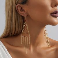 1 Pair Casual Simple Style Geometric Tassel Plating Alloy Natural Stone Gold Plated Drop Earrings main image 3
