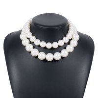 Wholesale Jewelry Elegant Modern Style Simple Style Solid Color Imitation Pearl Iron Double Layer Necklaces Necklace Choker sku image 1