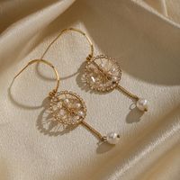 1 Pair Retro Flower Plating Inlay Copper Zircon 18k Gold Plated Drop Earrings main image 5