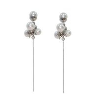 1 Pair Simple Style Tassel Plating Inlay Alloy Artificial Pearls Silver Plated Drop Earrings main image 6
