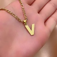 304 Stainless Steel Titanium Steel K Gold Plated Hip-Hop Simple Style Roman Style Polishing Plating Letter Pendant Necklace main image 7