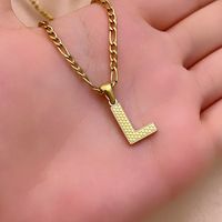 304 Stainless Steel Titanium Steel K Gold Plated Hip-Hop Simple Style Roman Style Polishing Plating Letter Pendant Necklace main image 5