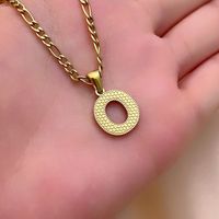 304 Stainless Steel Titanium Steel K Gold Plated Hip-Hop Simple Style Roman Style Polishing Plating Letter Pendant Necklace main image 6