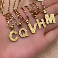 304 Stainless Steel Titanium Steel K Gold Plated Hip-Hop Simple Style Roman Style Polishing Plating Letter Pendant Necklace main image 3