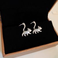 1 Pair Cute Cat Alloy Silver Plated Ear Studs sku image 1