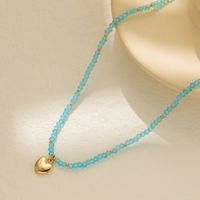 Sweet Simple Style Heart Shape Artificial Crystal Copper Beaded Plating Women's Pendant Necklace main image 4