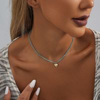 Sucré Style Simple Forme De Cœur Cristal Artificiel Le Cuivre Perlé Placage Femmes Pendentif main image 1