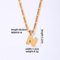 304 Stainless Steel Titanium Steel K Gold Plated Hip-Hop Simple Style Roman Style Polishing Plating Letter Pendant Necklace sku image 14