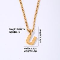 304 Stainless Steel Titanium Steel K Gold Plated Hip-Hop Simple Style Roman Style Polishing Plating Letter Pendant Necklace sku image 21