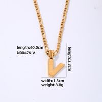 304 Stainless Steel Titanium Steel K Gold Plated Hip-Hop Simple Style Roman Style Polishing Plating Letter Pendant Necklace sku image 22