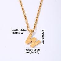 304 Stainless Steel Titanium Steel K Gold Plated Hip-Hop Simple Style Roman Style Polishing Plating Letter Pendant Necklace sku image 23