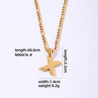 304 Stainless Steel Titanium Steel K Gold Plated Hip-Hop Simple Style Roman Style Polishing Plating Letter Pendant Necklace sku image 24