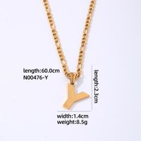 304 Stainless Steel Titanium Steel K Gold Plated Hip-Hop Simple Style Roman Style Polishing Plating Letter Pendant Necklace sku image 25
